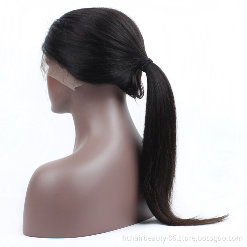 HC Factory Wholesale Unprocessed Raw Indian Human Lace Wig Virgin Straight Human Hair Full Lace Wigs